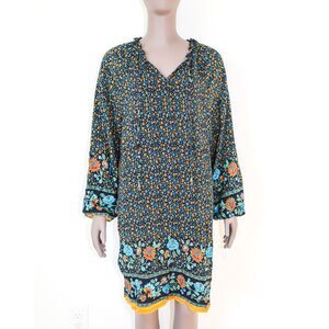 Vintage Boho Festival Summer Midi Dress Floral Sundress Bohemian Dress Medium